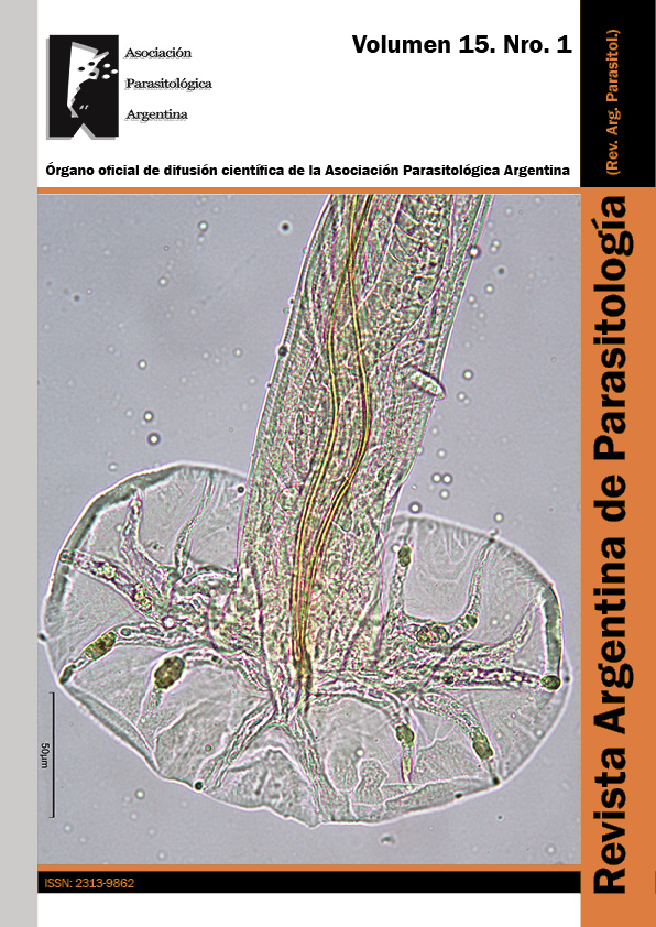 Portada del volumen 15 número 1 de la revista argentina de parasitología