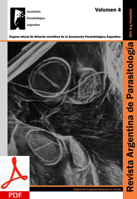 Tapa de la Revista Argentina de Parasitología volumen 4 del año 2015